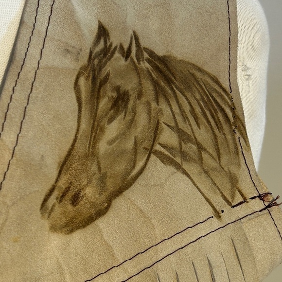 Vintage Suede Burnout Design Fringe Vest - Picture 6 of 9